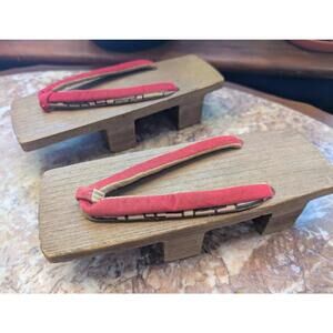 Antique Wooden Japanese Geta Sandal Shoes Flip Flops Asian